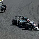 Kevin Magnussen (DEN) Haas VF-17 and Romain Grosjean (FRA) Haas VF-17 vat Formula One World Championship, Rd16, Japanese Grand Prix, Race, Suzuka, Japan, Sunday 8 October 2017. © Kym Illman/Sutton Images