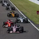 Sergio Perez (MEX) Force India VJM10 and Sebastian Vettel (GER) Ferrari SF70-H battle for position at Formula One World Championship, Rd16, Japanese Grand Prix, Race, Suzuka, Japan, Sunday 8 October 2017. © Manuel Goria/Sutton Images