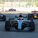 Race winner Lewis Hamilton (GBR) Mercedes-Benz F1 W08 Hybrid arrives to celebrate in parc ferme at Formula One World Championship, Rd16, Japanese Grand Prix, Race, Suzuka, Japan, Sunday 8 October 2017. © Manuel Goria/Sutton Images