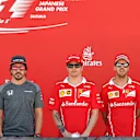 Nico Rosberg (GER) Mercedes-Benz Ambassador, Fernando Alonso (ESP) McLaren, Kimi Raikkonen (FIN) Ferrari, Sebastian Vettel (GER) Ferrari and Jenson Button (GBR) McLaren at Formula One World Championship, Rd16, Japanese Grand Prix, Race, Suzuka, Japan, Sunday 8 October 2017. © Mark Sutton/Sutton Images
