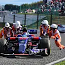 Carlos Sainz (ESP) Scuderia Toro Rosso STR12 retires from the race at Formula One World Championship, Rd16, Japanese Grand Prix, Race, Suzuka, Japan, Sunday 8 October 2017. © Mark Sutton/Sutton Images
