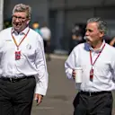 Ross Brawn (GBR) Formula One Managing Director of Motorsports and Chase Carey (USA) Chief Executive Officer and Executive Chairman of the Formula One Group at Formula One World Championship, Rd16, Japanese Grand Prix, Race, Suzuka, Japan, Sunday 8 October 2017. © Manuel Goria/Sutton Images