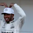 Race winner Lewis Hamilton (GBR) Mercedes AMG F1 celebrates on the podium at Formula One World Championship, Rd16, Japanese Grand Prix, Race, Suzuka, Japan, Sunday 8 October 2017. © Manuel Goria/Sutton Images