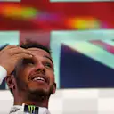 Race winner Lewis Hamilton (GBR) Mercedes AMG F1 celebrates on the podium at Formula One World Championship, Rd16, Japanese Grand Prix, Race, Suzuka, Japan, Sunday 8 October 2017. © Kym Illman/Sutton Images