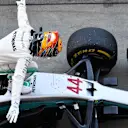 Lewis Hamilton (GBR) Mercedes-Benz F1 W08 Hybrid celebrates in parc ferme at Formula One World Championship, Rd16, Japanese Grand Prix, Race, Suzuka, Japan, Sunday 8 October 2017. © Mark Sutton/Sutton Images