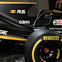 The new Renault Sport F1 Team RS17 fin and rear detail at Renault Sport F1 Team RS17 Reveal, The Lindley Hall, London, England, 21 February 2017. © Sutton Images