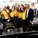 Sadiq Khan, Mayor of London and pit stop challenge childern at F1 London Live, Trafalgar Square,