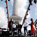 Jake Humphries (GBR) on stage with Maurizio Arrivabene (ITA) Ferrari Team Principal, Toto Wolff