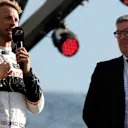 Jenson Button (GBR) McLaren and Ross Brawn (GBR) Formula One Managing Director of Motorsports at F1