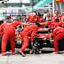 Sebastian Vettel (GER) Ferrari SF70-H pit stop at Formula One World Championship, Rd15, Malaysian Grand Prix, Practice, Sepang, Malaysia, Friday 29 September 2017. © Mark Sutton/Sutton Images