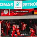 The car of Sebastian Vettel (GER) Ferrari SF70-H in the garage at Formula One World Championship, Rd15, Malaysian Grand Prix, Qualifying, Sepang, Malaysia, Saturday 30 September 2017. © Kym Illman/Sutton Images