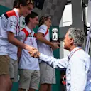 F1 in Schools students on the podium with Chase Carey (USA) Chief Executive Officer and Executive Chairman of the Formula One Group and Andrew Denford (GBR) F1 in Schools at Formula One World Championship, Rd15, Malaysian Grand Prix, Qualifying, Sepang, Malaysia, Saturday 30 September 2017. © Mark Sutton/Sutton Images