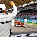 Pole sitter Lewis Hamilton (GBR) Mercedes AMG F1 celebrates at Formula One World Championship, Rd15, Malaysian Grand Prix, Qualifying, Sepang, Malaysia, Saturday 30 September 2017. © Steven Tee/LAT/Sutton Images