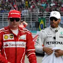 Kimi Raikkonen (FIN) Ferrari and Lewis Hamilton (GBR) Mercedes AMG F1 in parc ferme at Formula One World Championship, Rd15, Malaysian Grand Prix, Qualifying, Sepang, Malaysia, Saturday 30 September 2017. © Mark Sutton/Sutton Images
