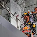 Daniel Ricciardo (AUS) Red Bull Racing celebrates on the podium with the champagne at Formula One World Championship, Rd15, Malaysian Grand Prix, Race, Sepang, Malaysia, Sunday 1 October 2017. © Kym Illman/Sutton Images
