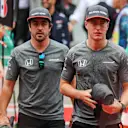 Stoffel Vandoorne (BEL) McLaren and Fernando Alonso (ESP) McLaren on the drivers parade at Formula One World Championship, Rd15, Malaysian Grand Prix, Race, Sepang, Malaysia, Sunday 1 October 2017. © Kym Illman/Sutton Images