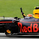 Race winner Max Verstappen (NED) Red Bull Racing RB13 celebrates and waves at Formula One World Championship, Rd15, Malaysian Grand Prix, Race, Sepang, Malaysia, Sunday 1 October 2017. © Rubio/Sutton Images