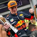Race winner Max Verstappen (NED) Red Bull Racing celebrates with the trophy at Formula One World Championship, Rd15, Malaysian Grand Prix, Race, Sepang, Malaysia, Sunday 1 October 2017. © Manuel Goria/Sutton Images