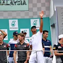Drivers on the podium at Formula One World Championship, Rd15, Malaysian Grand Prix, Race, Sepang, Malaysia, Sunday 1 Octoberr 2017. © Mark Sutton/Sutton Images