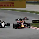 Max Verstappen (NED) Red Bull Racing RB13 leads Lewis Hamilton (GBR) Mercedes-Benz F1 W08 Hybrid at Formula One World Championship, Rd15, Malaysian Grand Prix, Race, Sepang, Malaysia, Sunday 1 Octoberr 2017. © Manuel Goria/Sutton Images