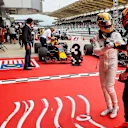 Lewis Hamilton (GBR) Mercedes AMG F1 and race winner Max Verstappen (NED) Red Bull Racing celebrate in parc ferme at Formula One World Championship, Rd15, Malaysian Grand Prix, Race, Sepang, Malaysia, Sunday 1 Octoberr 2017. © Kym Illman/Sutton Images