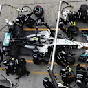 Valtteri Bottas (FIN) Mercedes-Benz F1 W08 Hybrid pit stop at Formula One World Championship, Rd15, Malaysian Grand Prix, Race, Sepang, Malaysia, Sunday 1 October 2017. © Mark Sutton/Sutton Images