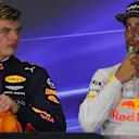 Max Verstappen (NED) Red Bull Racing and Daniel Ricciardo (AUS) Red Bull Racing in the Press Conference at Formula One World Championship, Rd15, Malaysian Grand Prix, Race, Sepang, Malaysia, Sunday 1 October 2017. © Mark Sutton/Sutton Images