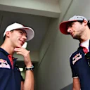 Pierre Gasly (FRA) Scuderia Toro Rosso and Carlos Sainz jr (ESP) Scuderia Toro Rosso at Formula One World Championship, Rd15, Malaysian Grand Prix, Preparations, Sepang, Malaysia, Thursday 28 September 2017. © Mark Sutton/Sutton Images