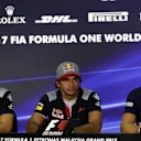 (L to R): Pierre Gasly (FRA) Scuderia Toro Rosso, Carlos Sainz jr (ESP) Scuderia Toro Rosso and Marcus Ericsson (SWE) Sauber in the Press Conference at Formula One World Championship, Rd15, Malaysian Grand Prix, Preparations, Sepang, Malaysia, Thursday 28 September 2017. © Kym Illman/Sutton Images