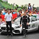 Andrew Denford (GBR) F1 in Schools, Bernd Maylander (GER) FIA Safety Car Driver and F1 in Schools group photo at Formula One World Championship, Rd15, Malaysian Grand Prix, Preparations, Sepang, Malaysia, Thursday 28 September 2017. © Mark Sutton/Sutton Images
