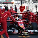 Sebastian Vettel (GER) Ferrari SF70-H pit stop at Formula One World Championship, Rd18, Mexican Grand Prix, Practice, Circuit Hermanos Rodriguez, Mexico City, Mexico, Friday 27 October 2017. © Mark Sutton/Sutton Images