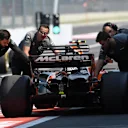 McLaren mechanics push Stoffel Vandoorne (BEL) McLaren MCL32 in pit lane at Formula One World Championship, Rd18, Mexican Grand Prix, Practice, Circuit Hermanos Rodriguez, Mexico City, Mexico, Friday 27 October 2017. © Mark Sutton/Sutton Images