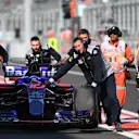 Scuderia Toro Rosso mechanics with the car of Pierre Gasly (FRA) Scuderia Toro Rosso STR12 in pit lane at Formula One World Championship, Rd18, Mexican Grand Prix, Qualifying, Circuit Hermanos Rodriguez, Mexico City, Mexico, Saturday 28 October 2017. © Mark Sutton/Sutton Images