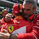 Pole sitter Sebastian Vettel (GER) Ferrari celebrates in parc ferme with Maurizio Arrivabene (ITA) Ferrari Team Principal at Formula One World Championship, Rd18, Mexican Grand Prix, Qualifying, Circuit Hermanos Rodriguez, Mexico City, Mexico, Saturday 28 October 2017. © Mark Sutton/Sutton Images