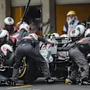 Kevin Magnussen (DEN) Haas VF-17 makes a pitstop at Formula One World Championship, Rd18, Mexican Grand Prix, Race, Circuit Hermanos Rodriguez, Mexico City, Mexico, Sunday 29 October 2017. © Mirko Stange/Sutton Images