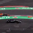 Romain Grosjean (FRA) Haas VF-17 runs wide alongside Fernando Alonso (ESP) McLaren MCL32 at Formula One World Championship, Rd18, Mexican Grand Prix, Race, Circuit Hermanos Rodriguez, Mexico City, Mexico, Sunday 29 October 2017. © Manuel Goria/Sutton Images