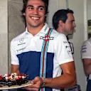 Lance Stroll (CDN) Williams with birthday cake celebrates his 19th Birthday with Rob Smedley (GBR) Williams Head of Vehicle Performance at Formula One World Championship, Rd18, Mexican Grand Prix, Race, Circuit Hermanos Rodriguez, Mexico City, Mexico, Sunday 29 October 2017. © Kym Illman/Sutton Images