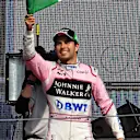 Sergio Perez (MEX) Force India on the podium post race at Formula One World Championship, Rd18, Mexican Grand Prix, Race, Circuit Hermanos Rodriguez, Mexico City, Mexico, Sunday 29 October 2017. © Mark Sutton/Sutton Images