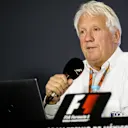 Charlie Whiting (GBR) FIA Delegate in the Press Conference discussing the Kimi Raikkonen (FIN) Ferrari and Max Verstappen (NED) Red Bull Racing incident at United States Grand Prix at Formula One World Championship, Rd18, Mexican Grand Prix, Preparations, Circuit Hermanos Rodriguez, Mexico City, Mexico, Thursday 26 October 2017. © Mirko Stange/Sutton Images