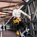 Nico Hulkenberg (GER) Renault Sport F1 Team rides a bicycle at Formula One World Championship, Rd6, Monaco Grand Prix, Qualifying, Monte-Carlo, Monaco, Saturday 27 May 2017. © Sutton Images