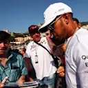 Lewis Hamilton (GBR) Mercedes AMG F1 signs autographs at Formula One World Championship, Rd6, Monaco Grand Prix, Qualifying, Monte-Carlo, Monaco, Saturday 27 May 2017. © Sutton Images