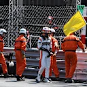 Stoffel Vandoorne (BEL) McLaren walks away after crashing in Q2 at Formula One World Championship, Rd6, Monaco Grand Prix, Qualifying, Monte-Carlo, Monaco, Saturday 27 May 2017. © Sutton Images