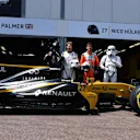 Nico Hulkenberg (GER) Renault Sport F1 Team and Jolyon Palmer (GBR) Renault Sport F1 Team with Star Wars Stormtroppers at Formula One World Championship, Rd6, Monaco Grand Prix, Race, Monte-Carlo, Monaco, Sunday 28 May 2017. © Sutton Images