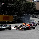 Valtteri Bottas (FIN) Mercedes-Benz F1 W08 Hybrid at the start of the race at Formula One World Championship, Rd6, Monaco Grand Prix, Race, Monte-Carlo, Monaco, Sunday 28 May 2017. © Sutton Images