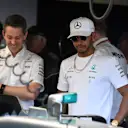Lewis Hamilton (GBR) Mercedes AMG F1 in the garage at Formula One World Championship, Rd6, Monaco Grand Prix, Race, Monte-Carlo, Monaco, Sunday 28 May 2017. © Sutton Images