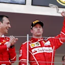 Riccardo Adami (ITA) Ferrari Race Engineer and Kimi Raikkonen (FIN) Ferrari on the podium at Formula One World Championship, Rd6, Monaco Grand Prix, Race, Monte-Carlo, Monaco, Sunday 28 May 2017. © Sutton Images