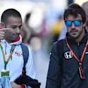 Fernando Alonso (ESP) McLaren and Tom Castermans, Bell Helmets F1 Co-ordinator at Formula One World Championship, Rd4, Russian Grand Prix, Practice, Sochi Autodrom, Sochi, Krasnodar Krai, Russia, Friday 28 April 2017. © Sutton Motorsport Images