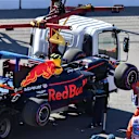 The car of Max Verstappen (NED) Red Bull Racing RB13 is recovered in FP2 at Formula One World Championship, Rd4, Russian Grand Prix, Practice, Sochi Autodrom, Sochi, Krasnodar Krai, Russia, Friday 28 April 2017. © Sutton Motorsport Images