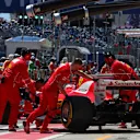 Kimi Raikkonen (FIN) Ferrari SF70-H and Ferrari mechanics in the pitlane at Formula One World Championship, Rd4, Russian Grand Prix, Qualifying, Sochi Autodrom, Sochi, Krasnodar Krai, Russia, Saturday 29 April 2017. © Sutton Motorsport Images