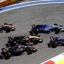 Grosjean (FRA) Haas VF-17 collides with Palmer (GBR) Renault Sport F1 Team RS17 at F1 World Championship, Rd4, Russian Grand Prix, Race, Sochi Autodrom, Sochi, Krasnodar Krai, Russia, Sunday 30 April 2017. © Sutton Motorsport Images